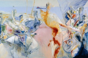 Caffé sul mare - 2004, acrilico su tela, cm. 140x220