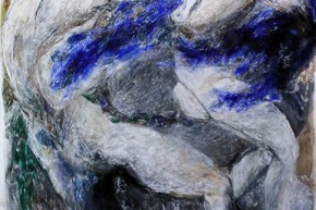 Azzurri coltelli del mare - 2017, acrilico e tecnica mista su tela, cm. 200x130