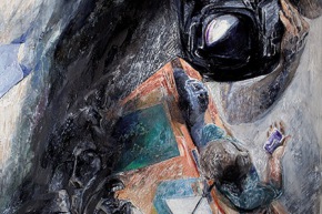 Questa lunga notte. Parlamento - 2009-2014-2018, acrilico su tela, cm. 167x93,5