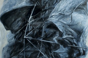 L’ombrello è rotto: paura dell’acqua - 04/2018, acrilico su tela, cm. 300x200