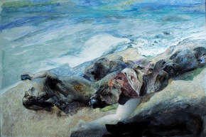 Lo scoglio - 2018, acrilico su tela, cm. 135x 200