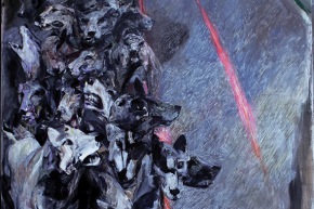 Questa lunga notte. Il branco - 2018, acrilico su tela, cm. 200x150