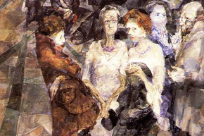 La grande scultura - 1960, olio su tela, cm. 178x138