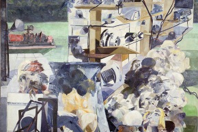 Fiera campionaria - 1965, olio su tela, cm. 130x165