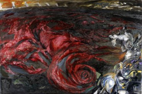 Evento nell’acqua - 1989, acrilico su tela, cm 200x295