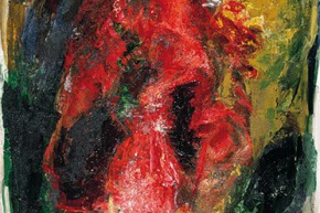 Rosso lacerazioni - 1989, acrilico su tela, cm 180x90