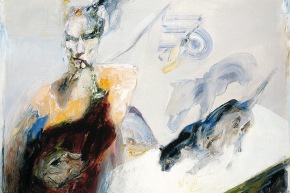 Autoritratto: la luce, il gioco, il pensiero - 2003, acrilico su tela, cm. 80x110