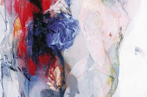 Autoritratto: raggiungere la modella - 2004, acrilico su tela, cm. 110x60