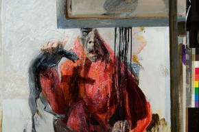 Autoritratto: il pensiero, il caso, la carne - 2008, acrilico su tela, cm. 110x110
