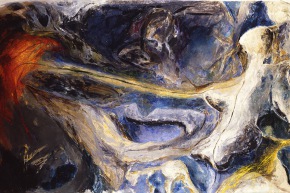 Rossa energia di fuori - 1993, acrilico su tela, cm. 159x280