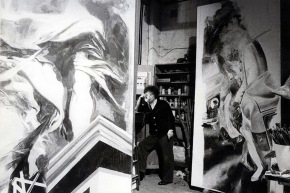 Calabria nello studio tra i dipinti - 1984