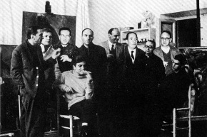 Gruppo "il pro e il contro” (Morosini, Gruccione, Guttuso, Vespignani, Attardi, Farulli, Del Guercio, Gianquinto,  Calabria) - Roma, primi anni 60